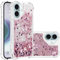 COTDINFOR Coque pour iPhone 16 Bling Liquide Étui Silicone Amour Paillette Housse Floating Antichoc Transparent Bumper Cover pour iPhone 16 Love Rose Gold YBWTLS.
