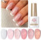 Born Pretty Smalto Semipermanente Unghie - Glitterato Trasparente Jelly Bianco Latte e Rosa Nude Smalti Semipermanente per Unghie Soak Off per Nail Art