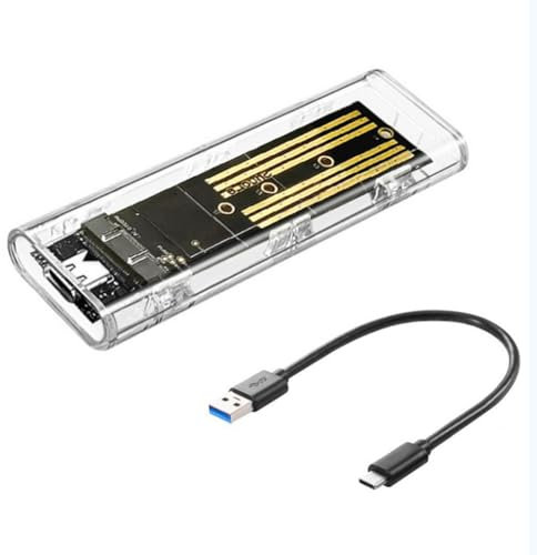loweo Boîtier SSD M2 NVME Portable USB3.1 Type-C SSD Boîtier de Disque Dur Transparent 5 Gbit/S pour PC