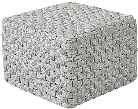 Beliani Outdoor Pouf Kunststoff grau 50 x 50 cm quadratisch handgewebt für Garten Nalli