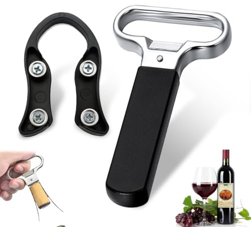 Tire-Bouchon Double Lame, Acier Inoxydable, Tire-bouchon tire-bouchon tire-bouchon tire-bouchon tire-bouchon à deux broches, Coupe-papier Inclus, Argent, Acier Inoxydable