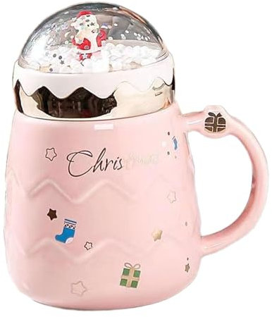 YWJLQH Tasse En Céramique Père Noël pour Boissons Chaudes et Petit-déjeuner, Rose