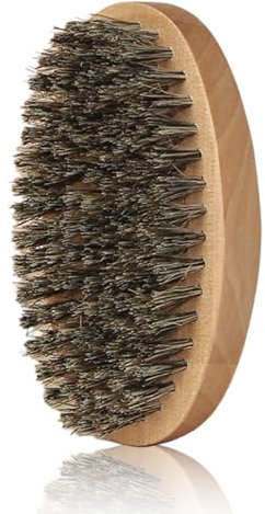 Cepillo para barba, ovalado, cepillo para barba con cerdas de jabalí para el cuidado diario de la barba, se puede utilizar con todos los bálsamos de barba y aceites