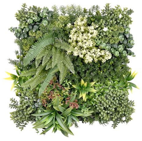 KARAT Pflanzenwand - Kunstpflanzen zur Wandmontage - 50 x 50 cm - Wandgarten - Künstliche Pflanzen Deko für Wand, Balkon & Garten (Rhea Typ C)