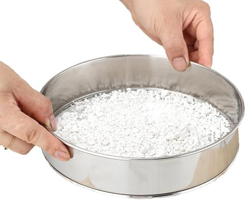 Colador de harina, colador de cocina, colador fino, colador portátil, 25 cm, colador de cocina portátil, colador de acero inoxidable para arroz, quinoa, granos de harina