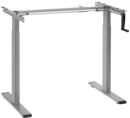 Maclean Sitz-Steh-Schreibtisch Tischgestell | Manuell Höhenverstellbarer Bürotisch max. 118cm | Ergonomischer Tisch Belastbar bis 60kg | MC-790N (Grau)