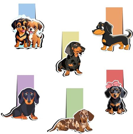 RYMAUP Set mit 6 magnetischen Lesezeichen für Kinder, Dackel-Lesezeichen, magnetische Dackel-Geschenke für Schüler, Lehrer und Buchliebhaber, Lesezubehör