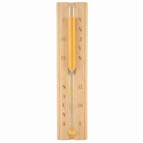 Culnflun Sauna Sanduhr, Sauna Uhr mit Sicherheitsglas, Sanduhr 15 Minuten Timer mit Wandhalterung drehbar, Sanduhr aus Holz Sanduhr 30 cm, für Saunaraum zu Hause, Büro, Restaurant usw