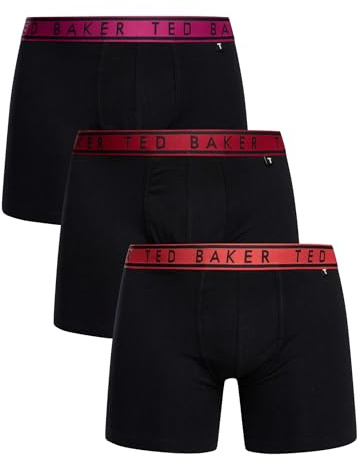 Ted Baker 3-Pack Cotton Boxer Brief Size S Black Festival Fuchsia/Black Jester Red/Black Cayenne