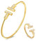 APUUESN Zirkon Schmuck Set,Armreif Sterling Silber 925 Damen und Ring Gold,Armreifen Goldene Frauen,Zirkon Armband,Buchstabe T Armbänder,Dupes,Geschenk für Freundin,Geburtstag