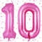 Rosa Pink Luftballon 10,Zahlen Luftballons rosa pink,40 Zoll Folienballon 10,101cm Rosa Pink Zahlenballon 10 Helium Ballon 10 Geburtstag für Geburtstagsdeko Kinder Mädchen Junge