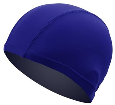 Cuffia da nuoto per uomo e donna, in tessuto elastico, antiscivolo, per capelli lunghi e corti, impermeabile, per adulti (blu)