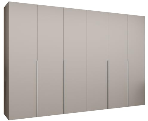 MEBLE KRYSPOL - Kleiderschrank - Drehtürenschrank - Schrank 300 x 202 x 52 cm - Moderner Garderobenschrank Schlafzimmer, Flur, Jugendzimmer - Kaschmir, Griff Kaschmir - Alicante 1