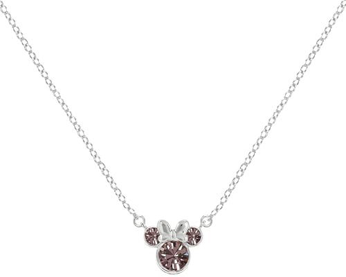 STERLING SILVER 925 MINNIE MOUSE FEBRUARY BIRTHSTONE CRYSTAL NECKLACE