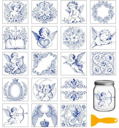 GLOBLELAND 18 Hojas Pegatinas de Sol y Luna Dorada de Frotamiento Fases Lunares Coloridas 10x9 cm Adhesivos de Transferencia UV DTF Pegatinas para Tazas Transferencia para Muebles, Vidrio, Madera