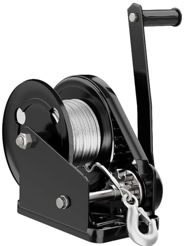 Cabrestante manual resistente para barco, remolque, 1800 libras, cabrestante manual de dos vías con gancho, para remolques, ATV, UTV y barco