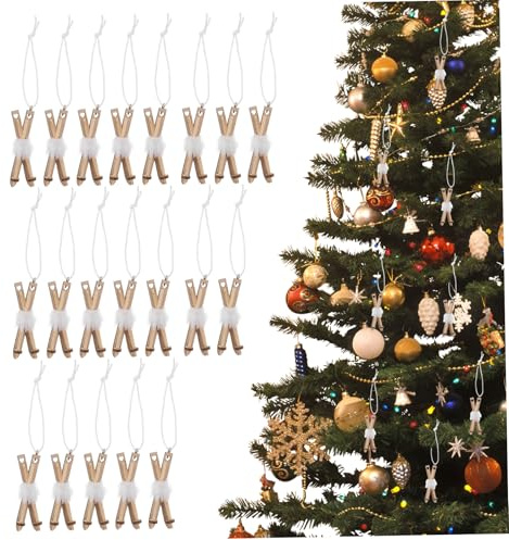 20Pcs Hanging Wooden Mini Sled Ski Christmas Tree Ornaments, Cute indoor Decorations- Christmas Decor