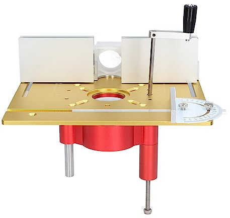 Router-Lift-System, elektrischer Router-Tisch-Einsatzplatten-Hebebasis-Kit, Holzbearbeitungs-Router-Lift-Kit, Router-Hebebasis aus Aluminiumlegierung zum Anfasen, Trimmen, Fräsen, (Gold)