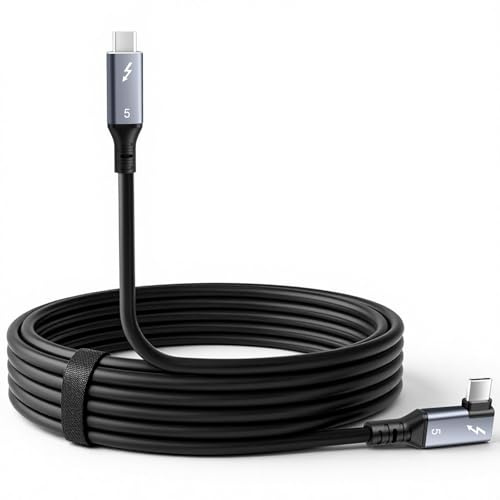 Lizoak USB C to USB C Cable 1.5m, Thunderbolt 5 Cable, 240W USB 5 Right Angle, 90 Degree, 80Gbps Data, 8K@60Hz, USB C Display Cable Compatible for Thunderbolt 4/3, Phone, Pad, Tablet, Monitor