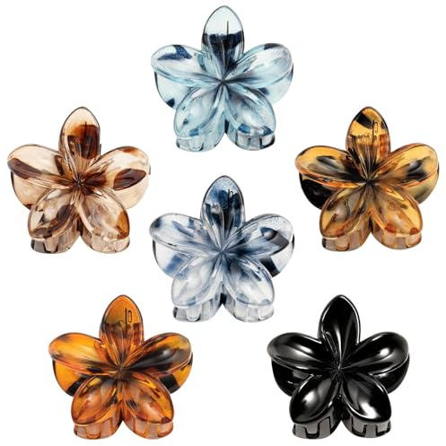 Blooms 6 Stück Haarklammer Blume Klein, Hawaii Haarklammern Blumen Matt Haarspangen Damen Rutschfeste Blumenklammern Mädchen Hair Clip Blumen Spange für Hochzeit Strand Party Pool Urlaub