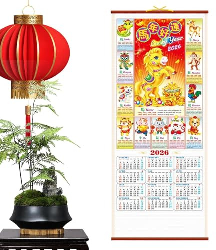 Mondkalender – 76,2 cm Wandplaner | Rattanpapier – Monats-Hängeplaner 2026 mit langlebigem umweltfreundlichem Design für Büroplanung, L