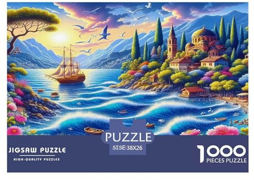 Sailboat Recycledpapier-Puzzle Magical Ship at Dusk Hausdekoration Puzzle für Erwachsene und Kinder ab 12 Jahren Wanddekoration 38x26cm / 1000 Stücke