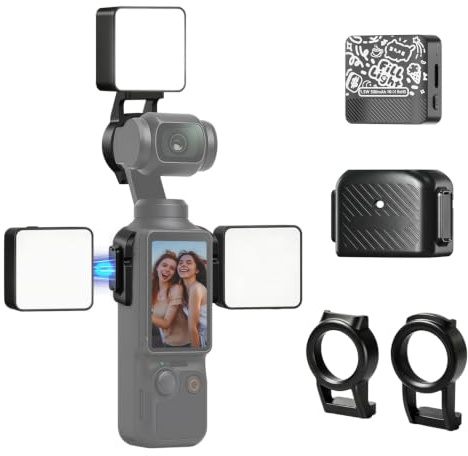 yAyusi 3 Pièces Magnétique Éclairage Vidéo avec DJI Osmo Pocket 4/3, 500 mAh Mini Lampe LED Rechargeable avec 2 Niveaux ＆ 3 Températures de Couleur pour Enregistrer des Vlogs Selfie