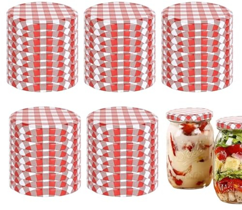 Couvercles Pour Bocaux,Couvercle Pot Confiture, 50 Capsules Métalliques Réutilisables Étanches, Capsules De Conserve À Ouverture Standard De 8,5 Cm,pour Confitures Café Thé Fruits Avoine Yaourt