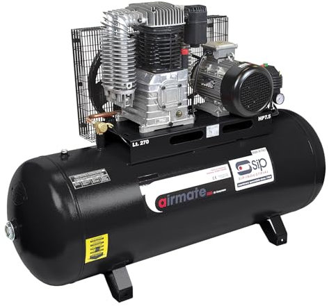 SIP Airmate ISBD7.5/270 Industrial Electric Belt Drive Air Compressor 400V 32A, 270L, 7.5hp / 5.6kW, 160psi / 11 Bar 31CFM