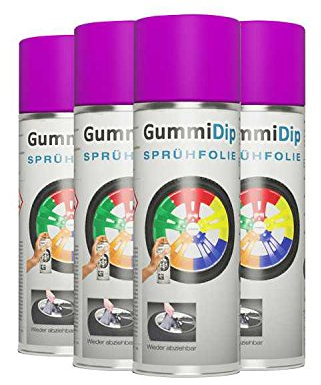 Gummi Dip Sprühfolie, Neon Spray, 4er Set, 4x400 ml (Neon Lila)
