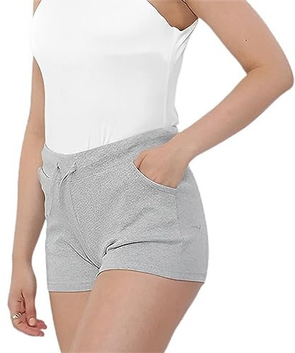 NOROZE Women’s Cotton Jersey Lounge Shorts – Soft Elastic Waist Holiday Shorts – Casual Wear for Home, Travel, Gym, Yoga – Lightweight & Breathable – Designed for All – UK Sizes 8-20 Grey