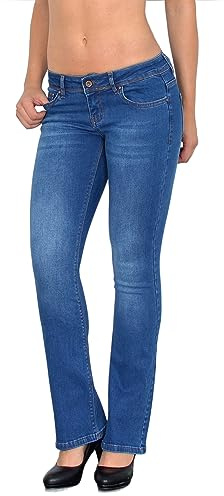 ESRA Bootcut Jeans Damen Low Waist Jeans Damen Stretch Schlaghose bis Übergröße B200