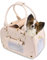PetsHome Hundetragetasche, Haustier-Tragetasche, Katzentragetasche, faltbar, wasserdicht, Premium-Leder, Haustier-Reisetasche, Tragetasche für Katzen und kleine Hunde, Zuhause und Outdoor, Beige