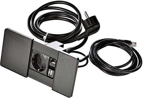 Kopp 939621017 Versapad Einbausteckdose, IP20, 3400 W, Schwarz