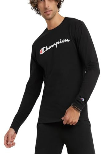 Champion Herren Graphic Classic Jersey LS Tee T-Shirt, schwarz/schwarz, Mittel