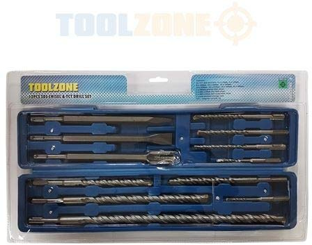 12 Piece SDS Chisel & TCT Drill Gouge Set Flat Pointed Groove Hammer