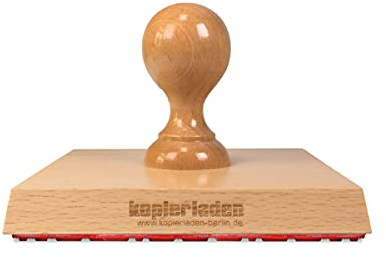 Holzstempel mit großer Stempelplatte mit individuellem Stempeltext, 12 x 12 cm, für Adressen oder Logos - Adressstempel, Textstempel, Bürostempel