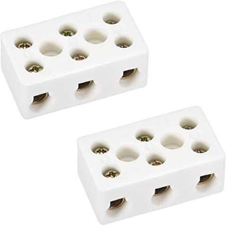 sourcing map 2 Stück Keramikklemmen Klemmenblöcke 3 Wege Hochtemperatur Porzellan Steckverbinder 47x27.5x19.5mm