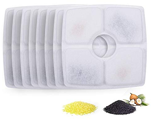 Decdeal Fuente de agua de repuesto con filtro de resina y carbón activo, dispensador de agua de flores Quadra filtro para gatos y perros