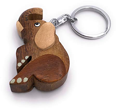 Onwomania - -Elefant Rüsseltier Zirkus Schlüsselanhänger - Holz Glücksbringer ideal als Geschenk z.B. für den besten Freund, die beste Freundin, Mama - Für Männer, Frauen & Kinder