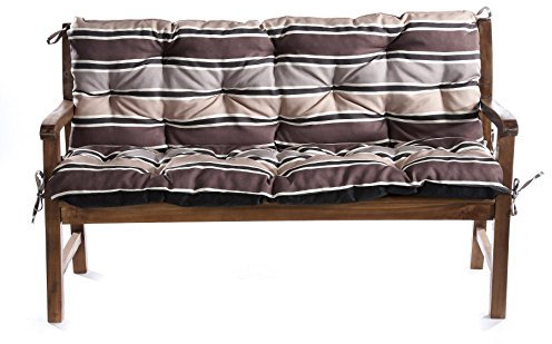 Gutekissen® Bankkissen, Sitzkissen, Gartenkissen, Steppkissen, Doppelkissen, Sitzmöbel, Gartenschaukel, Gartenmöbel L (120x60x50, Braun-Creme 3)