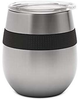 CAFE CONCETTO Reusable Coffee Cup 8oz/230ml - Premium Insulated Tumbler with Lid - Keep On-The-Go Drinks from Water to Wine Hot or Cold - Stainless Steel (Graphite)