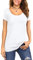 Florboom Ladies Short Sleeved Top Scoop Neck T Shirts Summer Blouse White Size 12 14