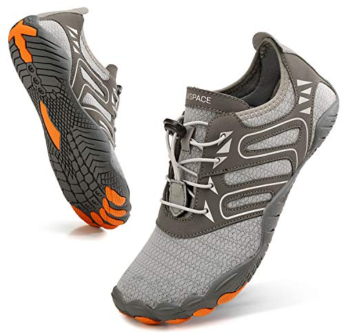 Sixspace Barfußschuhe Herren Damen Badeschuhe Traillaufschuhe Outdoor & Indoor Training Fitnessschuhe Wander Wald Strand Straße Laufschuhe Walkingschuhe Schnell Trocknend Aquaschuhe(Grau,37 EU)