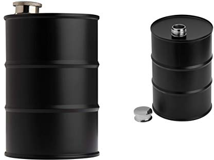 Edelstahl Flachmann in Form eines WEINFASSES mit Lasergravur 600 ml schwarz Flachmannset graviert zum Geburtstag (ohne Gravur)