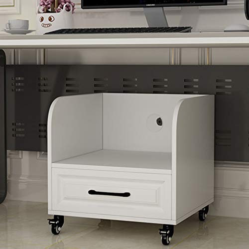 Bureau de l'imprimante / organisateur de bureau po Sous bureau imprimante CPU Support Répartiteur avec tiroirs Gestion et stockage par câble, bureau d'imprimante 4 roues et Mécanisme de verrouillage f