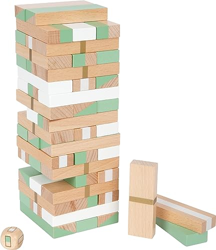 small foot Wackelturm Gold Edition, modernes Gesellschaftsspiel für Kinder ab 3 Jahren, mit Würfel, 12217
