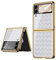 COQUE Galaxy Z Flip 3 5G Case,Ultra Slim 9H Glass Shiny Painted Mobile Phone Shell,Folding Phone Cover for Samsung Galaxy Z Flip 3 5G-Ribbon-white