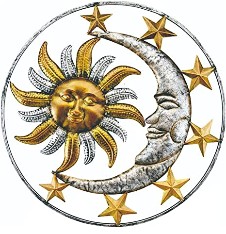 FUFRE Metall Sonne Wanddeko Garten, Wanddeko Aussen, Symbolisiert, Glück Und Fülle, Für Heimdekoration, Tolle Dekoration Für Garten, Küche Oder überall[30 * 30 cm ] (B)