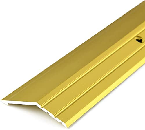 DQ-PP Ausgleichsprofil | 100cm Bodenschiene 16mm Gebohrt inkl. Schrauben | Gold | 1m Höhenausgleichsprofil | Anpassungsprofil | Aluschiene | Abschlussleiste | Klebeschiene | Übergang | Leiste